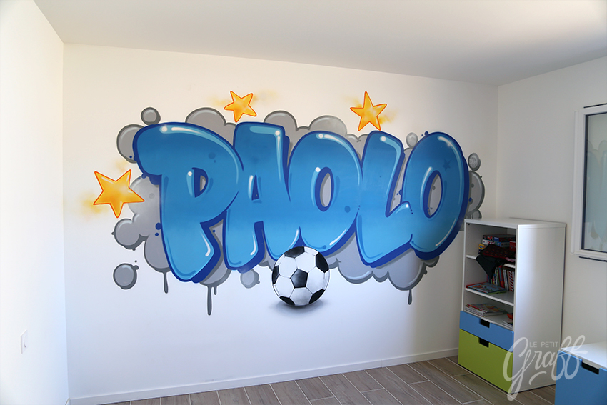 Décoration graffiti ballon de foot chambre d'enfant - Le Petit Graff